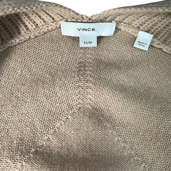 Vince Rib Placket Wool & Cashmere Blend Cardigan in Camel Size XS Soft Cozy Long - Picture 10 of 11